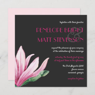 Invitation Fleur De Magnolia Rose En Fleur   Mariage gris