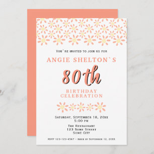 Invitation Fleur de marguerite simple Fleur 80e fête d'annive