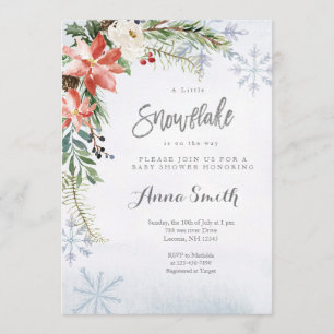 Invitation Fleur de neige L'hiver est sur le chemin baby show