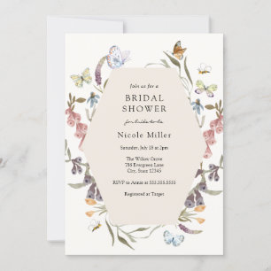 Invitation Fleur de papillon Jardin nuptiale Douche Invitatio