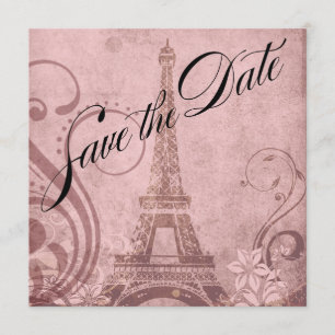 Invitation Fleur de Paris Tour Eiffel Save the Date   rose