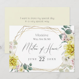 Invitation Fleur de pivoine jaune, vous serez mon maître d'ho