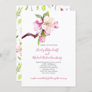 Invitation Fleur de pomme rose et blanche sur le Mariage Twig