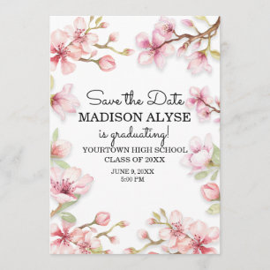 Invitation Fleur de printemps blanche rose pour la remise des