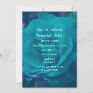 Invitation Fleur de rose bleue aquatique 