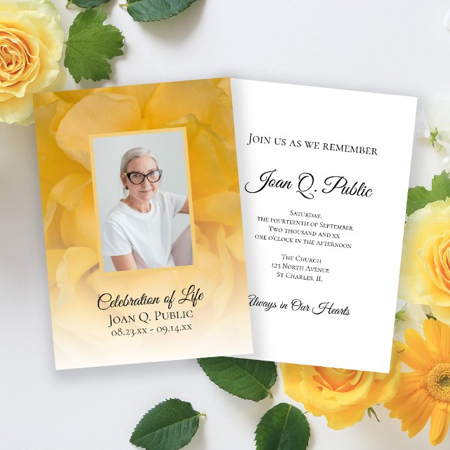 Invitation Fleur de rose jaune Fête de la vie (Créateur téléchargé)