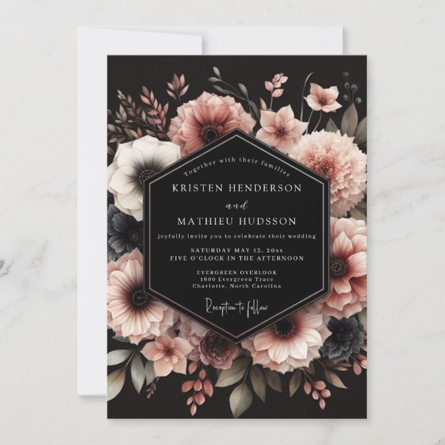 Invitation Fleur de Rose Poussiéreuse Mariage Romantique (Devant)