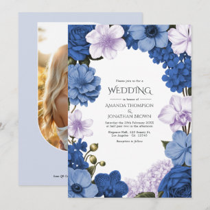 Invitation Fleur de saphir, lueur de bleuet et coquille douce