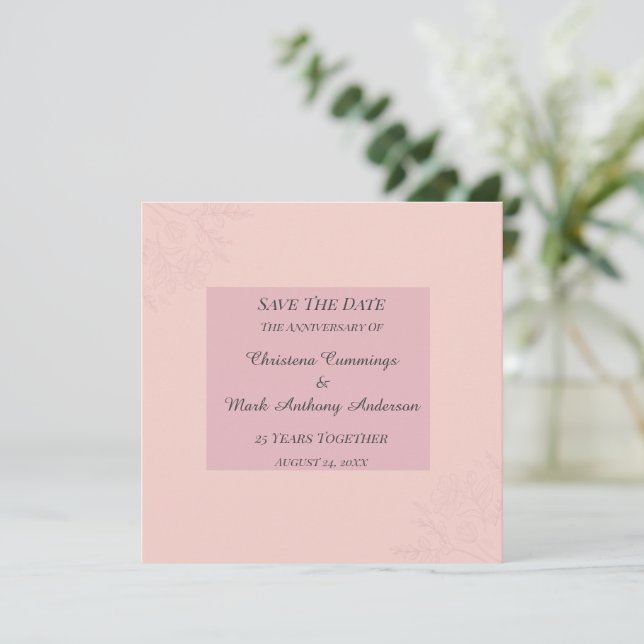 Invitation Fleur de Satin Wedding Anniversary Save The Date (Debout devant)