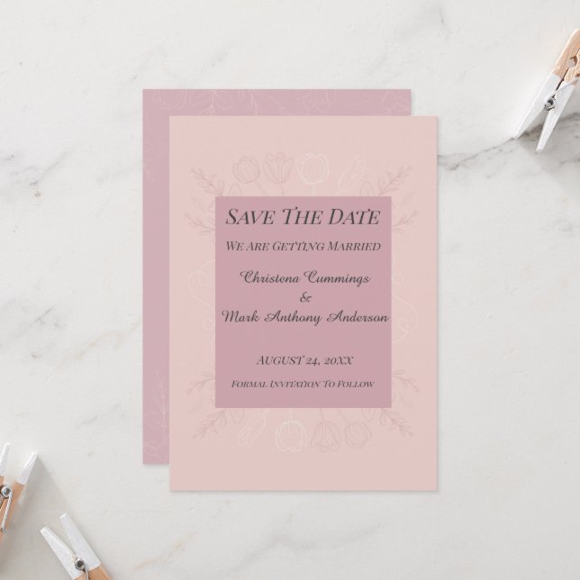 Invitation Fleur de Satin Wedding Save The Date Announcement (Devant/Arrière en situation)