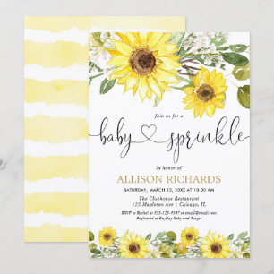 Invitation Fleur de soleil jaune aquarelle saupoudrée