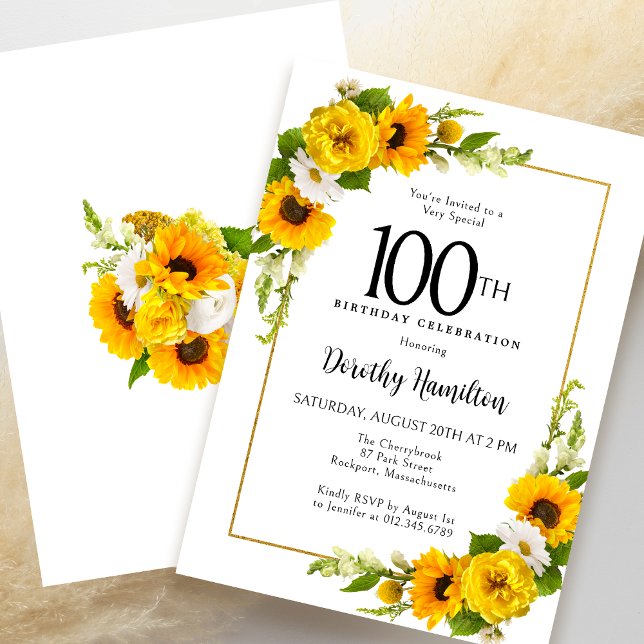 Invitation Fleur de soleil jaune Blancs marguerite florale 10 (Elegant Invitation to get the Party of to a Great Start!)