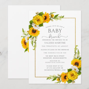 Invitation Fleur de soleil jaune Floral Bébé Brunch