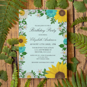 Invitation Fleur de soleil rustique Daisy Floral Anniversaire