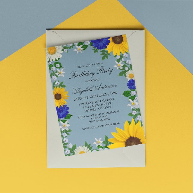 Invitation Fleur de soleil rustique Daisy Floral Anniversaire (Créateur téléchargé)