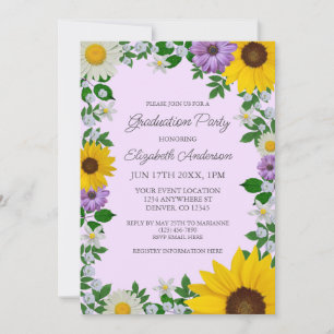 Invitation Fleur de soleil rustique Daisy Floral Graduation P