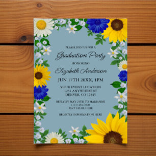 Invitation Fleur de soleil rustique Daisy Floral Graduation P
