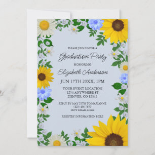 Invitation Fleur de soleil rustique Daisy Floral Graduation P