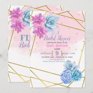 Invitation Fleur de succulents de fiesta moderne glamour du s