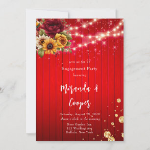 Invitation Fleur de tournesol de roses rouges parties scintil