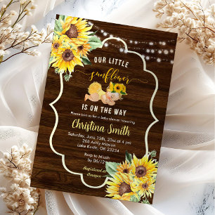 Invitation Fleur de tournesol en route Fille blonde Baby Show