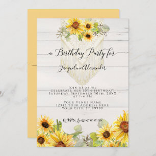 Invitation Fleur de tournesol feuille Macrame Boho fête d'ann