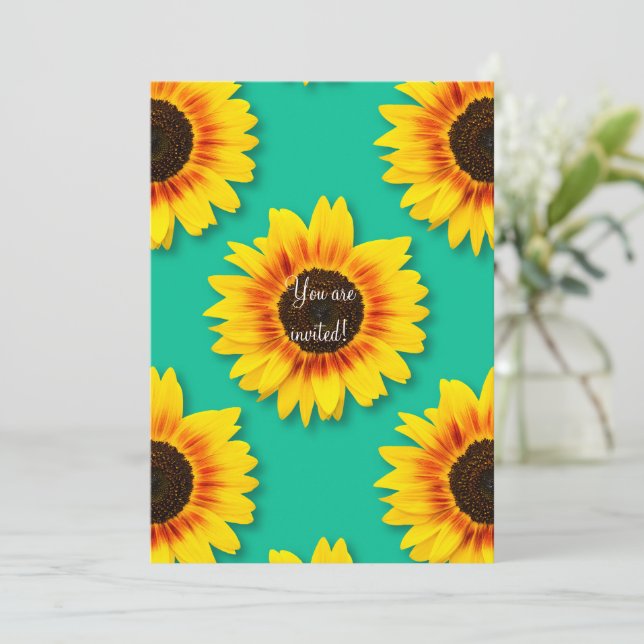 Invitation Fleur de tournesol floral personnalisée (Debout devant)