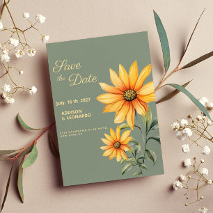 Invitation Fleur de tournesol jaune vert à la menthe Enregist