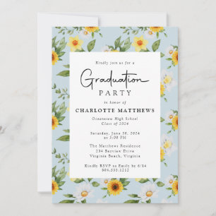 Invitation Fleur de tournesol rustique Fête de graduation pho