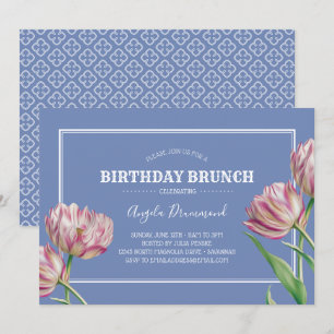 Invitation Fleur de tulipe Anniversaire Brunch Violet