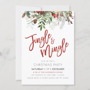 Invitation Fleur d'hiver Jingle & Mingle Noël Party