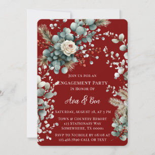 Invitation Fleur d'hiver Red White Rose