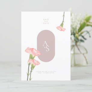 Invitation Fleur d'oeillet rose avec Mariage à thème rose Inv