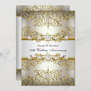 Invitation Fleur d'or clair 50e anniversaire de Mariage