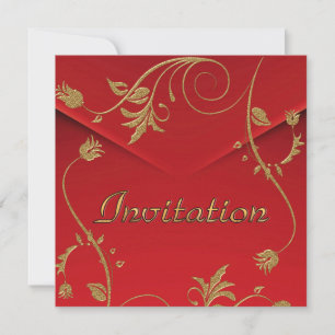 Invitation Fleur d'Or Rouge Asiatique