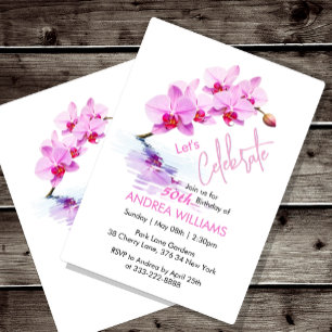 Invitation Fleur d'orchidée sauvage 50e anniversaire
