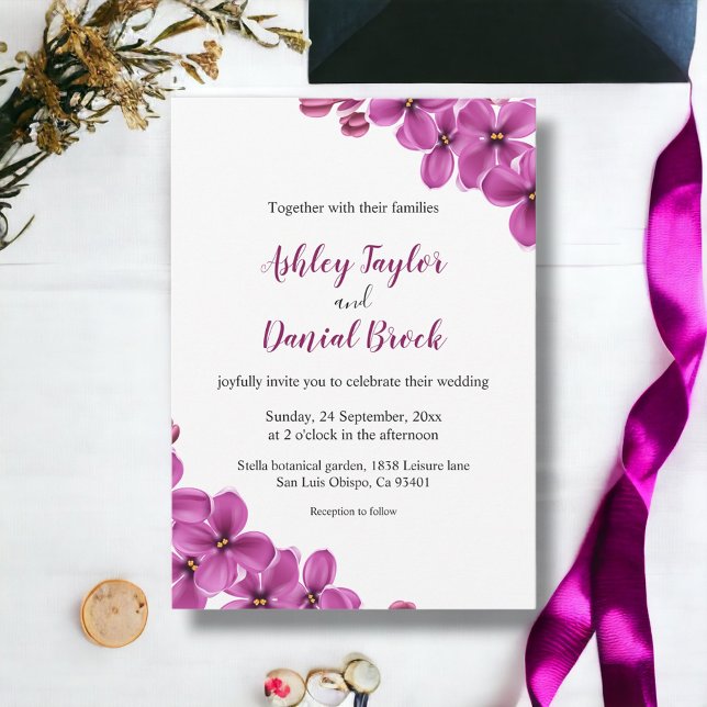 Invitation Fleur d'orchidée violette moderne Mariage floral é (Créateur téléchargé)
