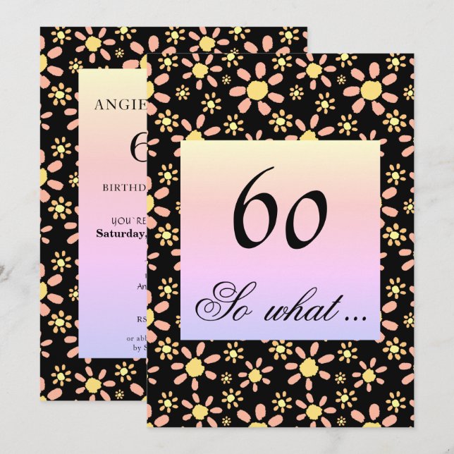 Invitation Fleur du 60e anniversaire pour elle (Devant / Derrière)