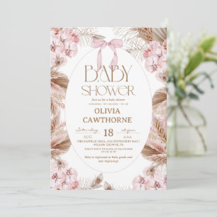 Invitation Fleur élégante Dusty Rose Baby Shower Fantaisiste