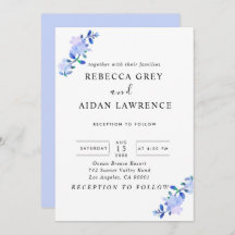 fleur et feuilles de style aquarelle bleu poussiér