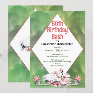 Invitation Fleur et Flamant rose tropicaux Fête sur mesure