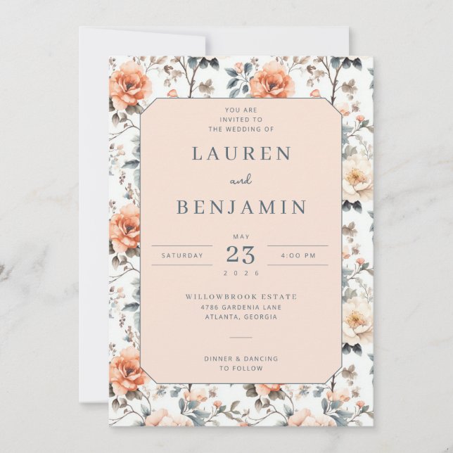 Invitation Fleur et Promesse de Mariage (Devant)