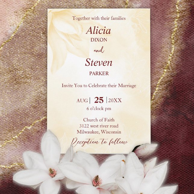 Invitation Fleur Ethereal Magnolia, Mariage (Créateur téléchargé)