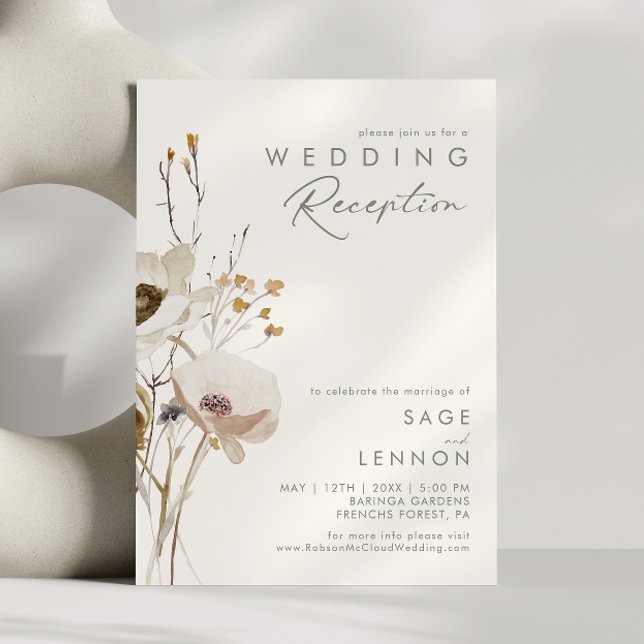 Invitation Fleur Fantaisiste | Réception de Mariage en Ivory (Créateur téléchargé)