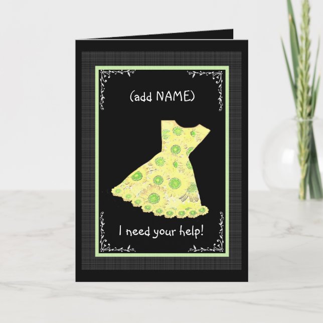 Invitation Fleur Fille CUSTOM NAME PRINTEMPS JAUNE Robe (Devant)