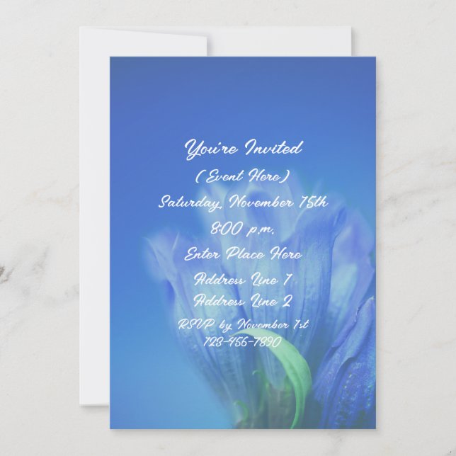 Invitation Fleur Gentienne Bleue (Devant)