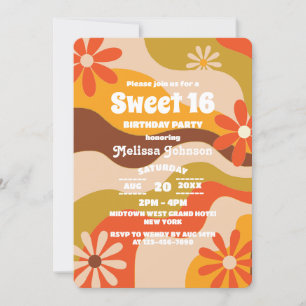 Invitation Fleur hippie Super rétro Sweet 16