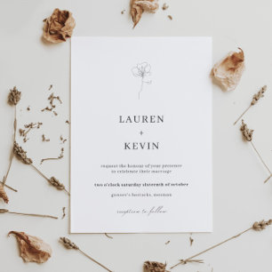 Invitation Fleur illustrée simple classique mariage invitati