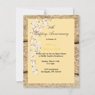 Invitation Fleur Jaune et Blanche 50e Anniversaire
