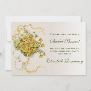 Invitation Fleur jaune vintage de Fête de la mariée vintage